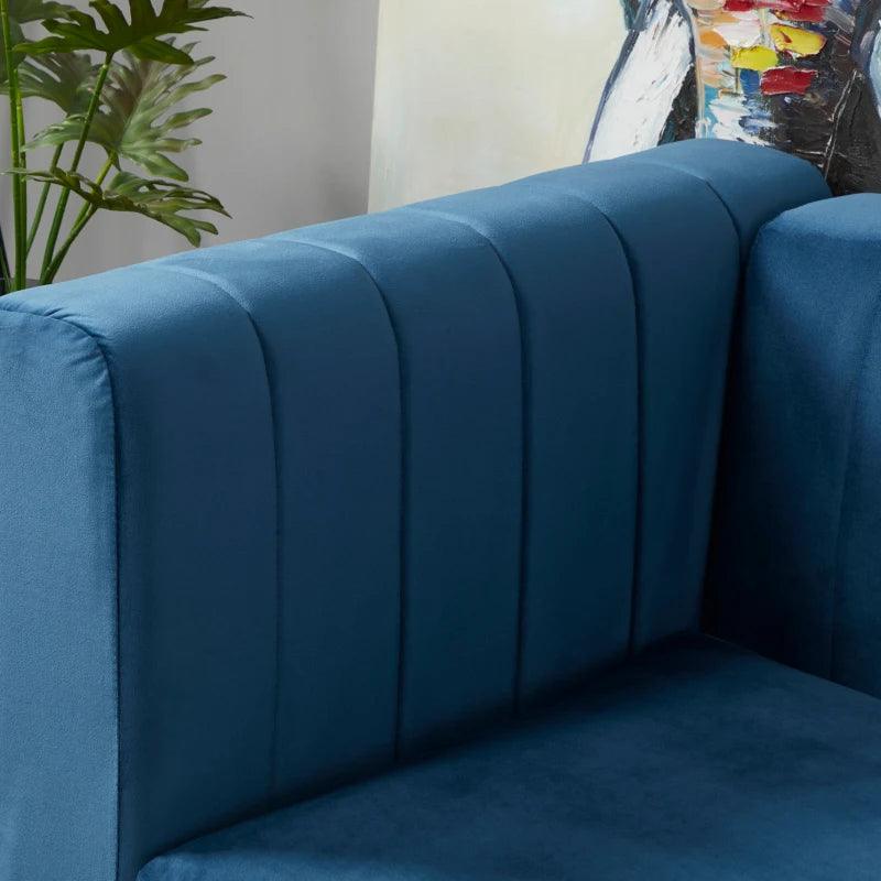 Contemporary 3-Seater Sofa | Velvet Blue - Toronto Liquidation Warehouse