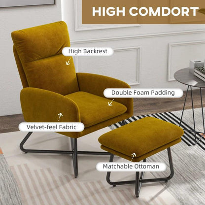 Contemporary Accent Chair and Ottoman | Golden Yellow - Toronto Liquidation Warehouse