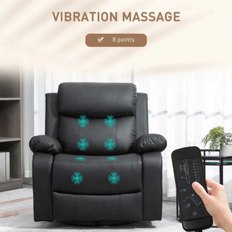 Elite Faux Leather Massage Recliner | Jet Black - Toronto Liquidation Warehouse