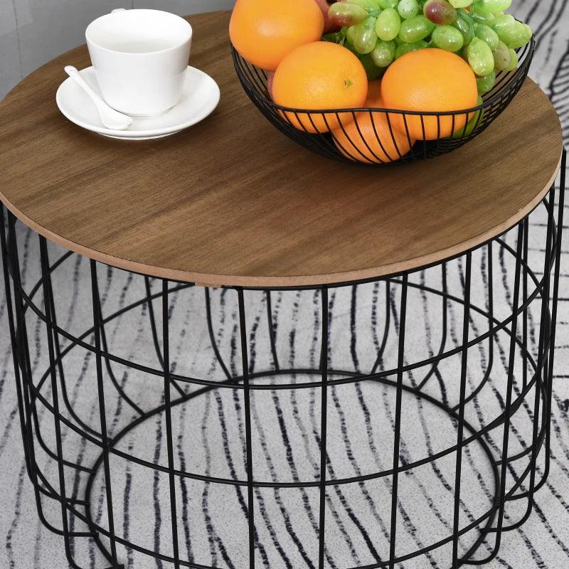 Industrial Round Wire Nesting Tables - Wood Brown - Toronto Liquidation Warehouse