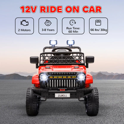 12V Battery Powered Ride on Electric Car for Kids with Remote Control and Headlights - Red