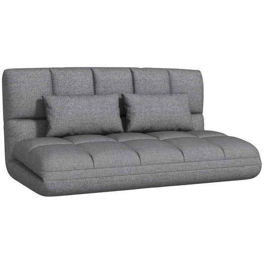 Light Grey Modern 51" Foldable 2-Seater Floor Sofa bed