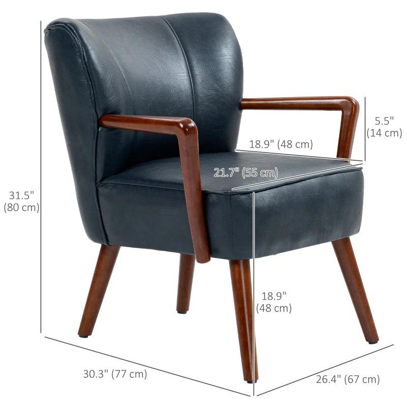 Faux Leather Modern Accent Chair | Navy Blue - Toronto Liquidation Warehouse