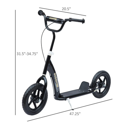 Adjustable Kids Kick Scooter with Kickstand - Black