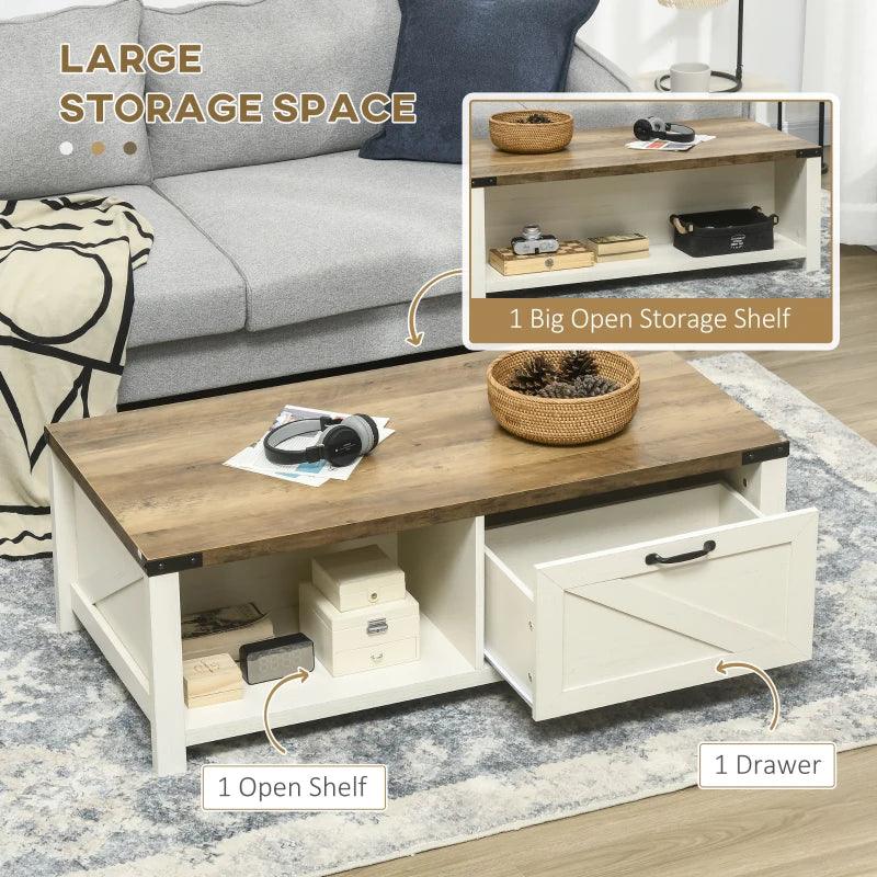 Classic Farmhouse Rectangle Coffee Table with Storage - White - Toronto Liquidation Warehouse