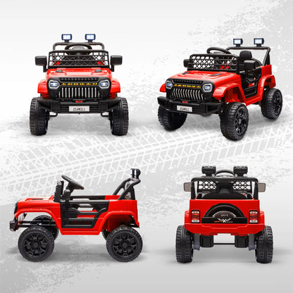 12V Battery Powered Ride on Electric Car for Kids with Remote Control and Headlights - Red