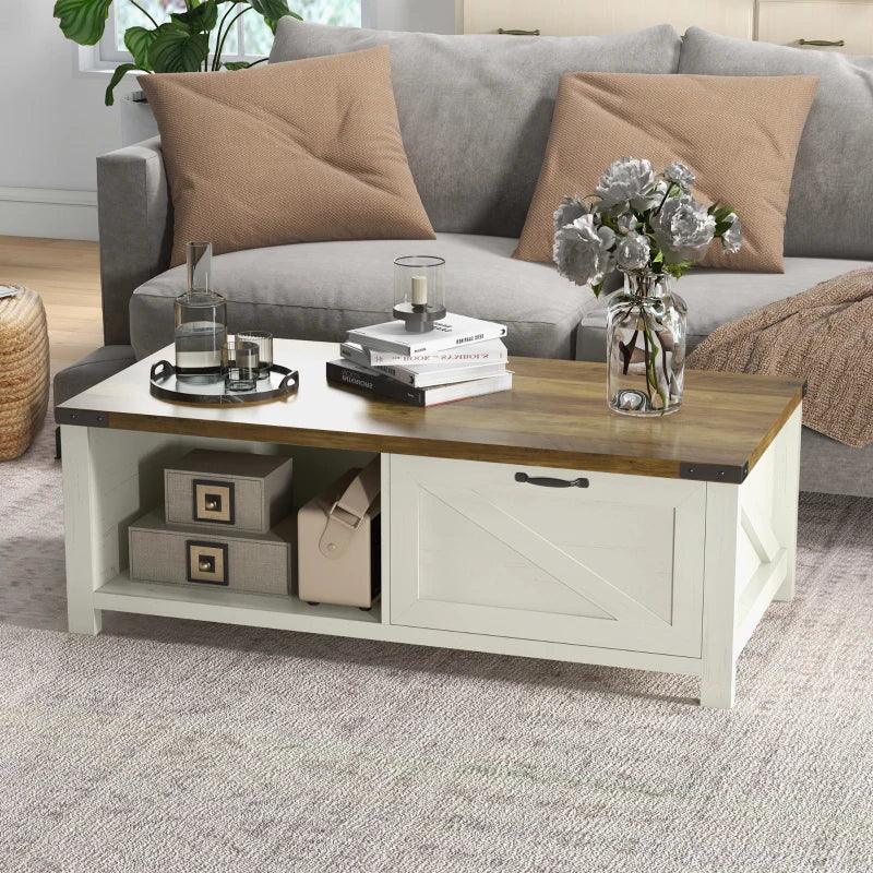 Classic Farmhouse Rectangle Coffee Table with Storage - White - Toronto Liquidation Warehouse