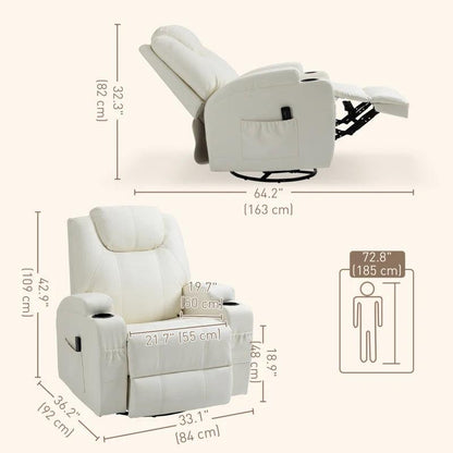 Executive Faux Leather Massage Recliner | Snow White - Toronto Liquidation Warehouse