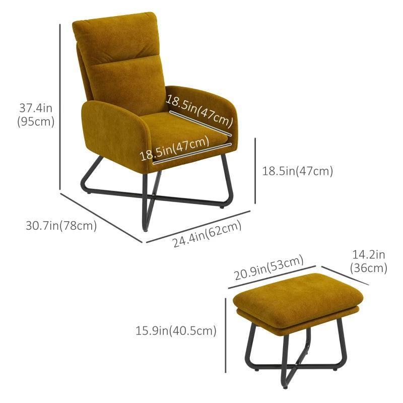 Contemporary Accent Chair and Ottoman | Golden Yellow - Toronto Liquidation Warehouse