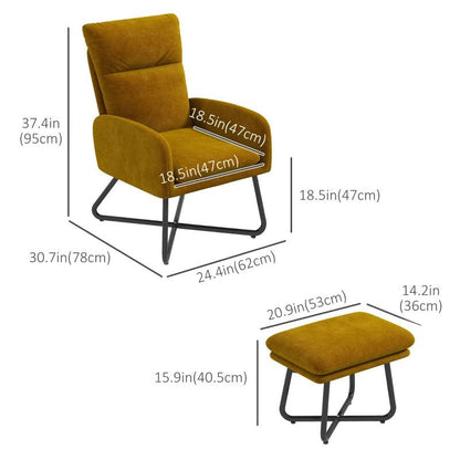 Contemporary Accent Chair and Ottoman | Golden Yellow - Toronto Liquidation Warehouse