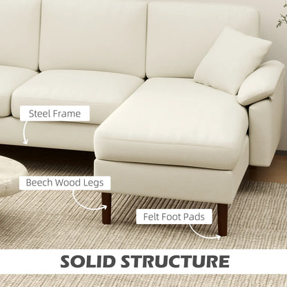 Modern L-Shape Sectional Sofa with Changeable Chaise Lounge | Cream White