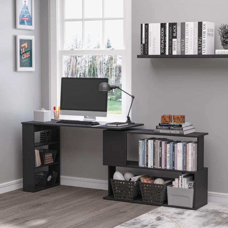 Executive L-Shaped Rotating Computer and Office Desk (Black) - Toronto Liquidation Warehouse