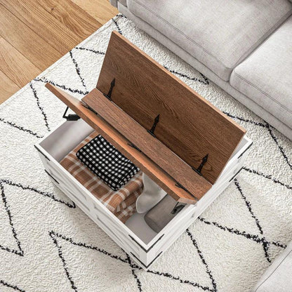 Modern Farmhouse Trunk Coffee Table - White - Toronto Liquidation Warehouse