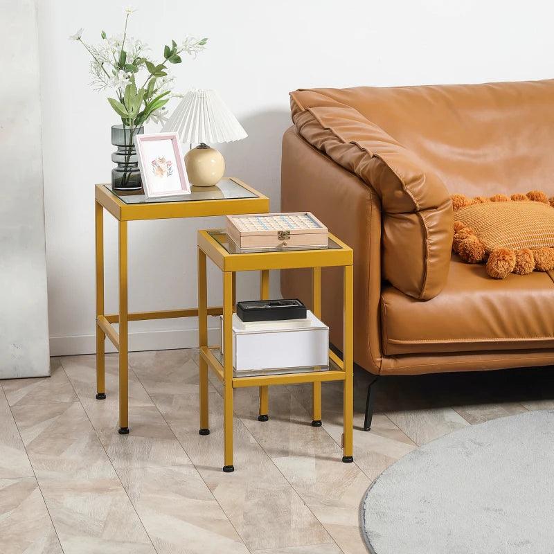 Contemporary Square Nesting Tables - Gold - Toronto Liquidation Warehouse