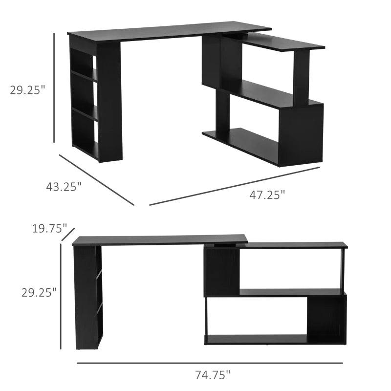 Executive L-Shaped Rotating Computer and Office Desk (Black) - Toronto Liquidation Warehouse