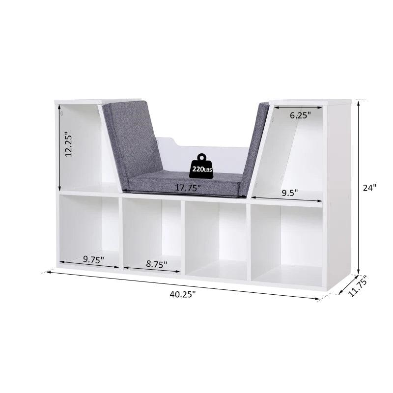 Modern 6 Shelf Modular Bench and Bookcase | White - Toronto Liquidation Warehouse