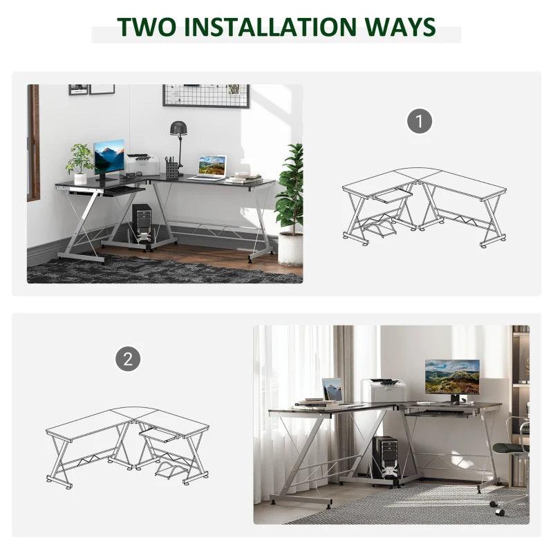 Modern L-Shaped Computer and Office Desk (Grey) - Toronto Liquidation Warehouse