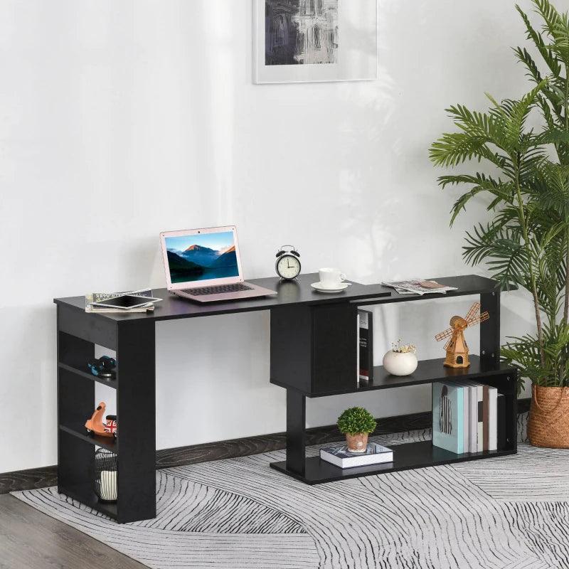 Executive L-Shaped Rotating Computer and Office Desk (Black) - Toronto Liquidation Warehouse