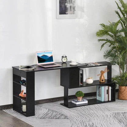 Executive L-Shaped Rotating Computer and Office Desk (Black) - Toronto Liquidation Warehouse