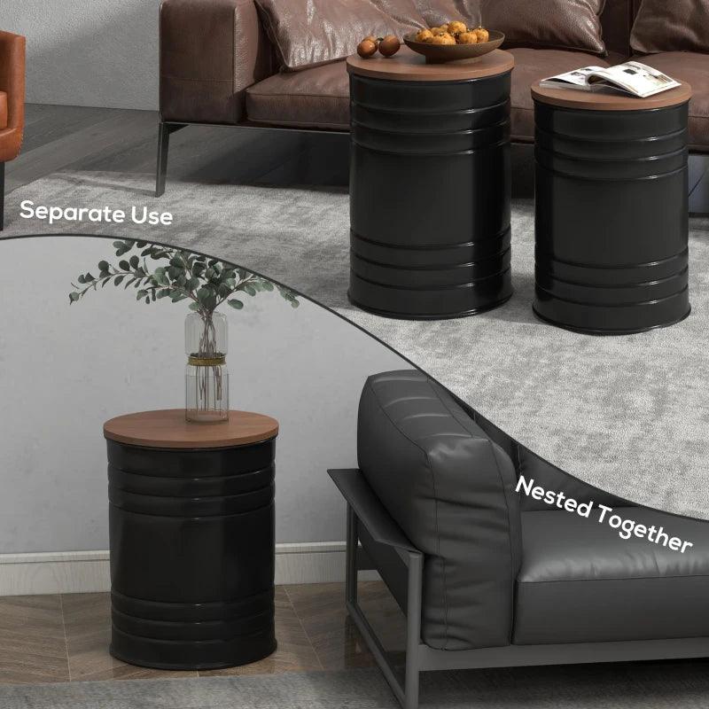 Industrial Round Barrel Nesting Tables - Black - Toronto Liquidation Warehouse