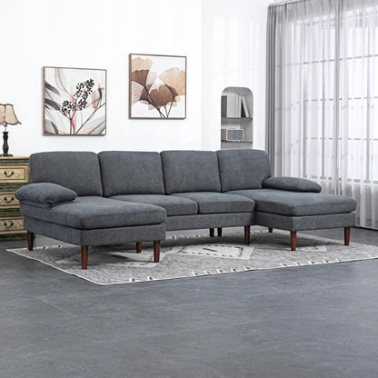 U-Shaped Sectional Sofa with Double Chaise Lounge - Metal Grey - Toronto Liquidation Warehouse