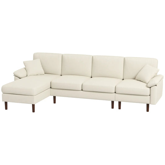 Modern L-Shape Sectional Sofa with Changeable Chaise Lounge | Cream White
