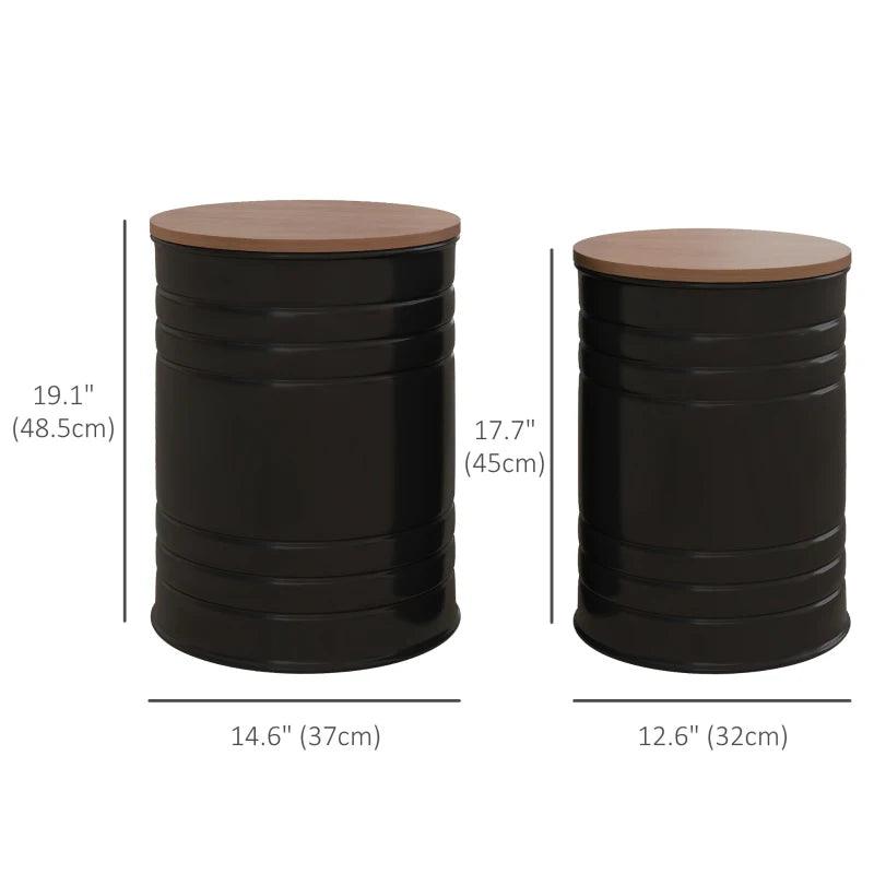 Industrial Round Barrel Nesting Tables - Black - Toronto Liquidation Warehouse