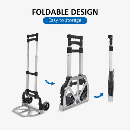White Adjustable Folding Hand Truck and Dolly Cart