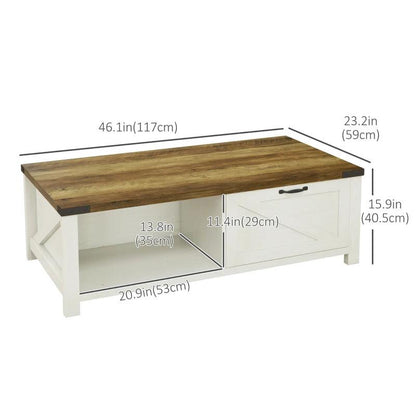 Classic Farmhouse Rectangle Coffee Table with Storage - White - Toronto Liquidation Warehouse