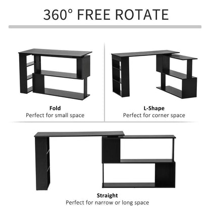 Executive L-Shaped Rotating Computer and Office Desk (Black) - Toronto Liquidation Warehouse