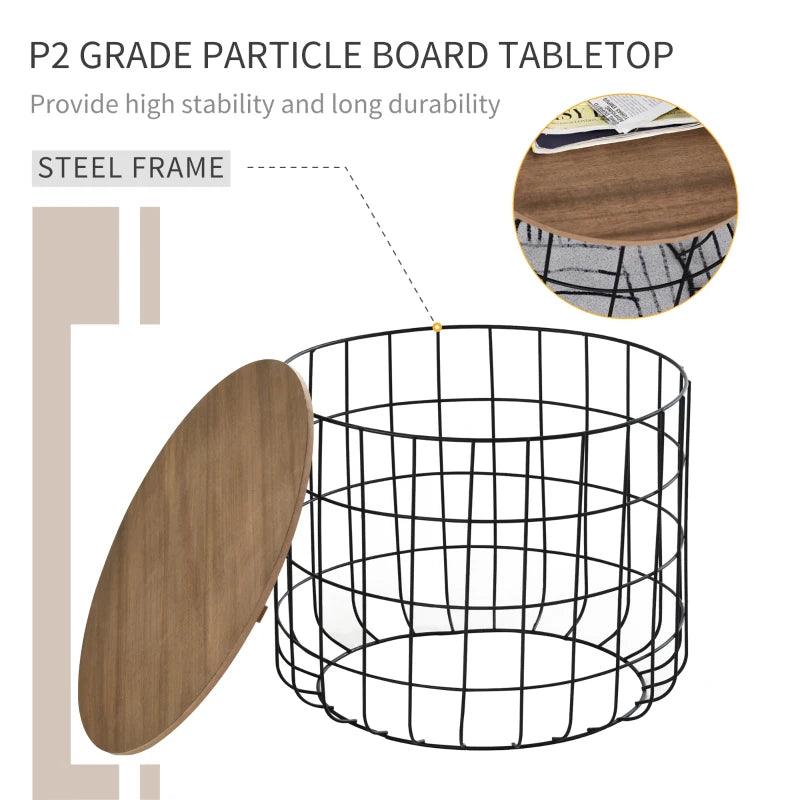 Industrial Round Wire Nesting Tables - Wood Brown - Toronto Liquidation Warehouse