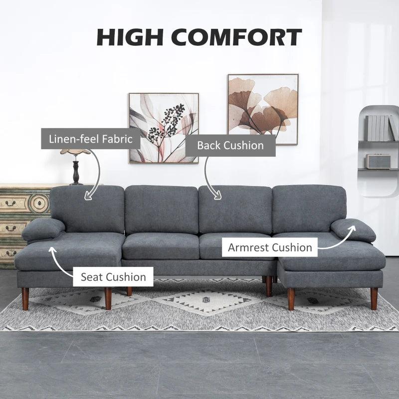 U-Shaped Sectional Sofa with Double Chaise Lounge - Metal Grey - Toronto Liquidation Warehouse