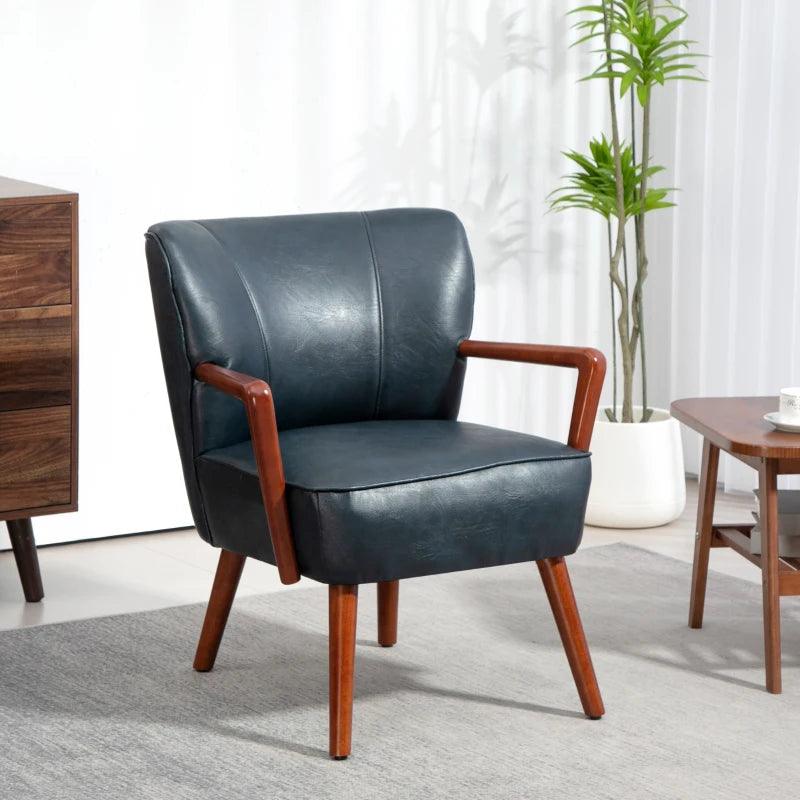 Faux Leather Modern Accent Chair | Navy Blue - Toronto Liquidation Warehouse