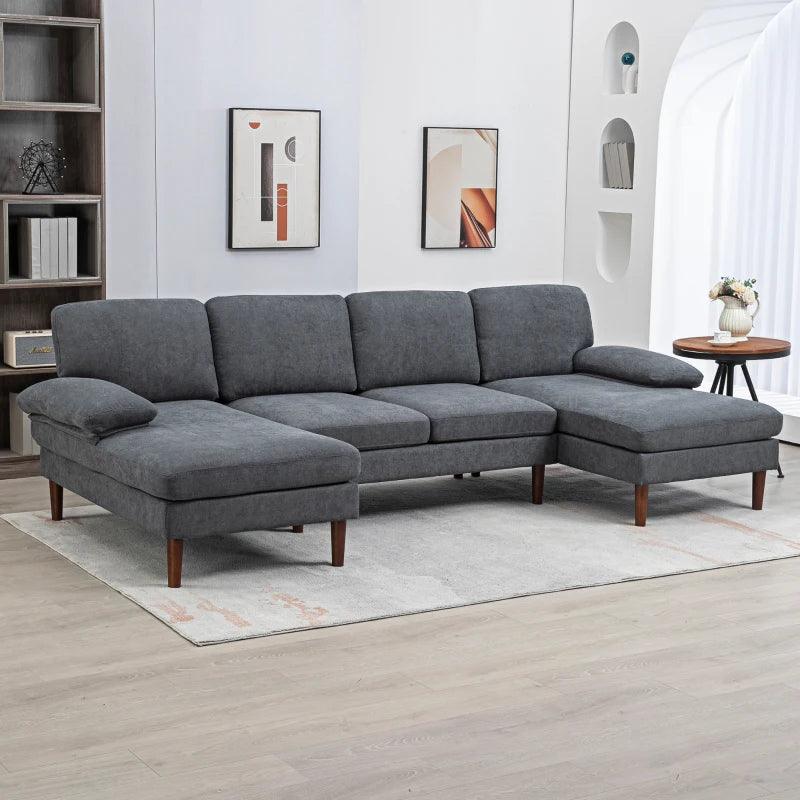 U-Shaped Sectional Sofa with Double Chaise Lounge - Metal Grey - Toronto Liquidation Warehouse