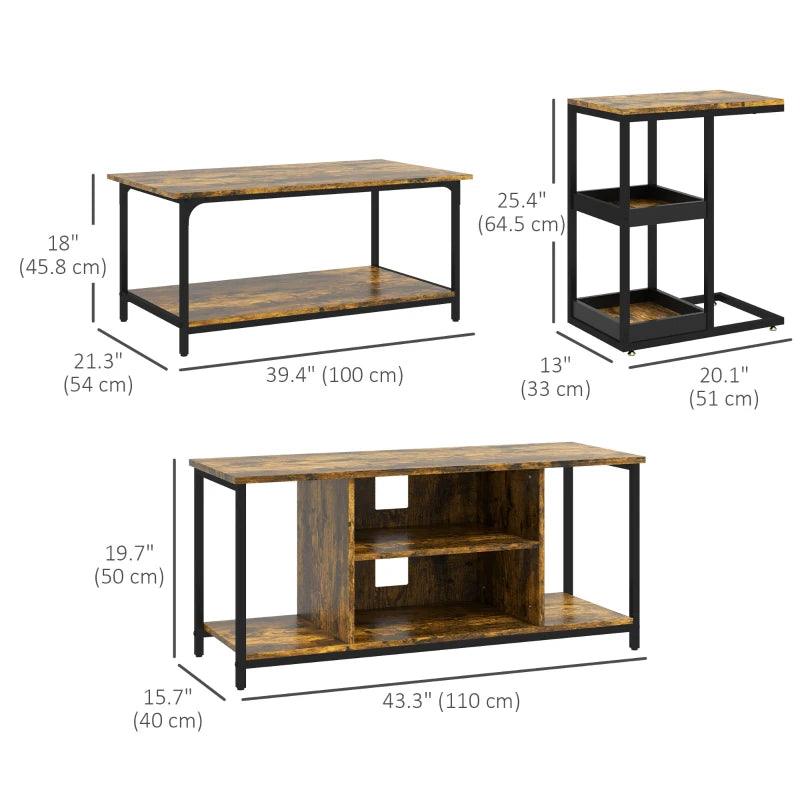 Industrial Living Room set with Coffee Table, Side Table and TV Stand - Toronto Liquidation Warehouse