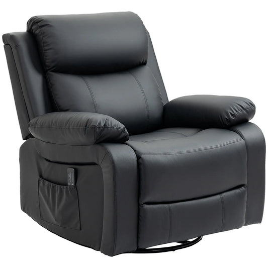 Deluxe Faux Leather Electric Massage Recliner | Jet Black