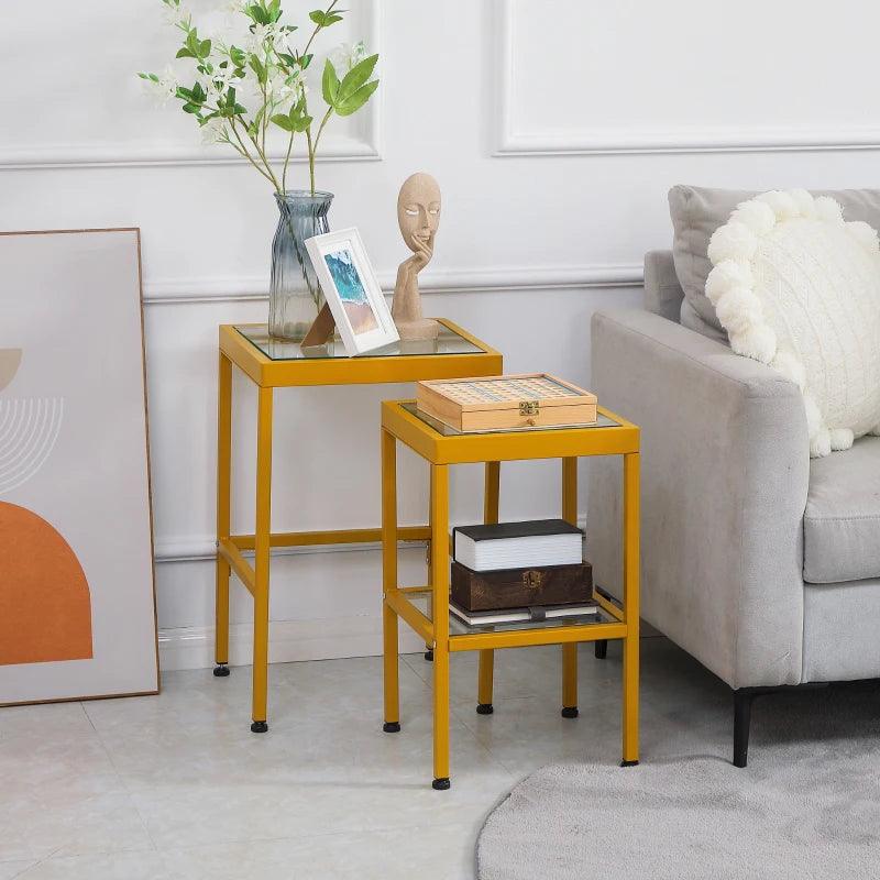 Contemporary Square Nesting Tables - Gold - Toronto Liquidation Warehouse