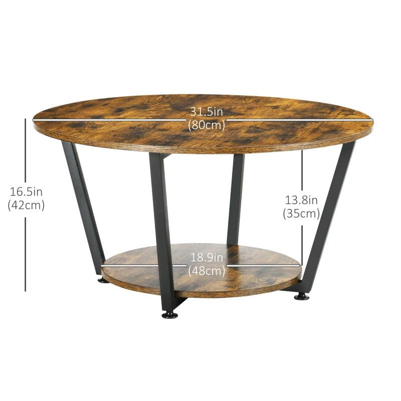 Industrial Round Coffee Table - Brown - Toronto Liquidation Warehouse