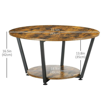 Industrial Round Coffee Table - Brown - Toronto Liquidation Warehouse