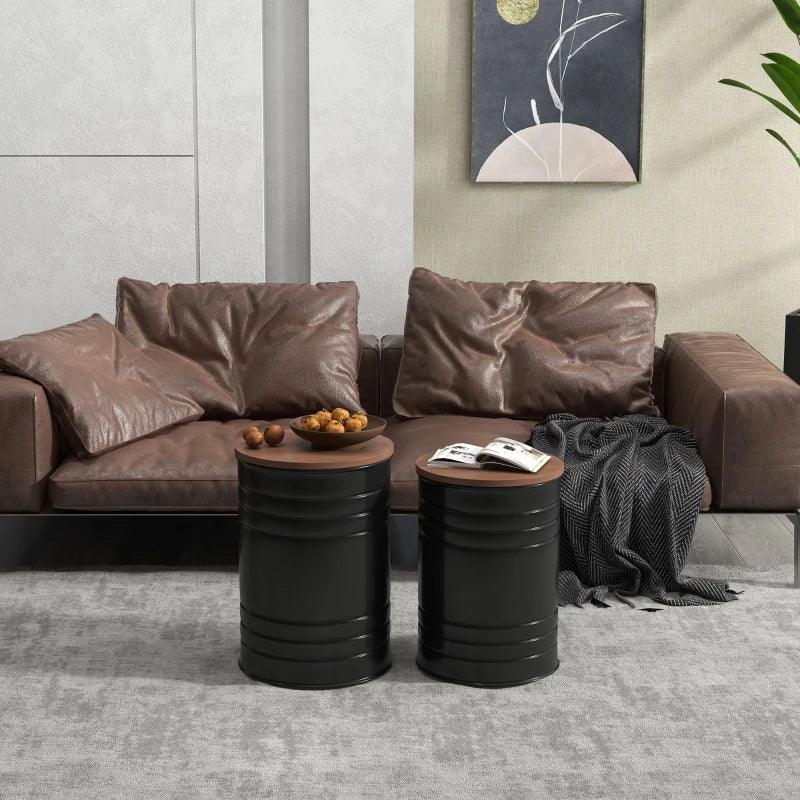 Industrial Round Barrel Nesting Tables - Black - Toronto Liquidation Warehouse