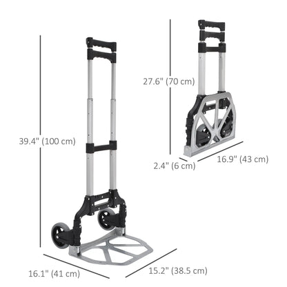 White Adjustable Folding Hand Truck and Dolly Cart