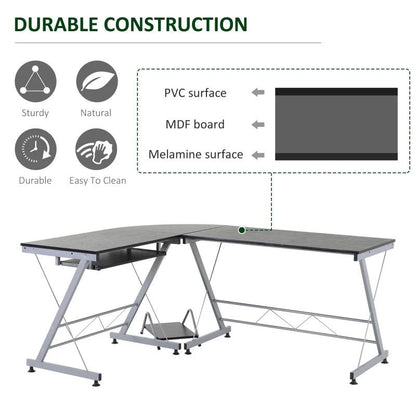 Modern L-Shaped Computer and Office Desk (Grey) - Toronto Liquidation Warehouse