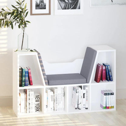 Modern 6 Shelf Modular Bench and Bookcase | White - Toronto Liquidation Warehouse