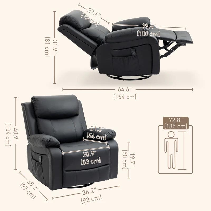 Elite Faux Leather Massage Recliner | Jet Black - Toronto Liquidation Warehouse