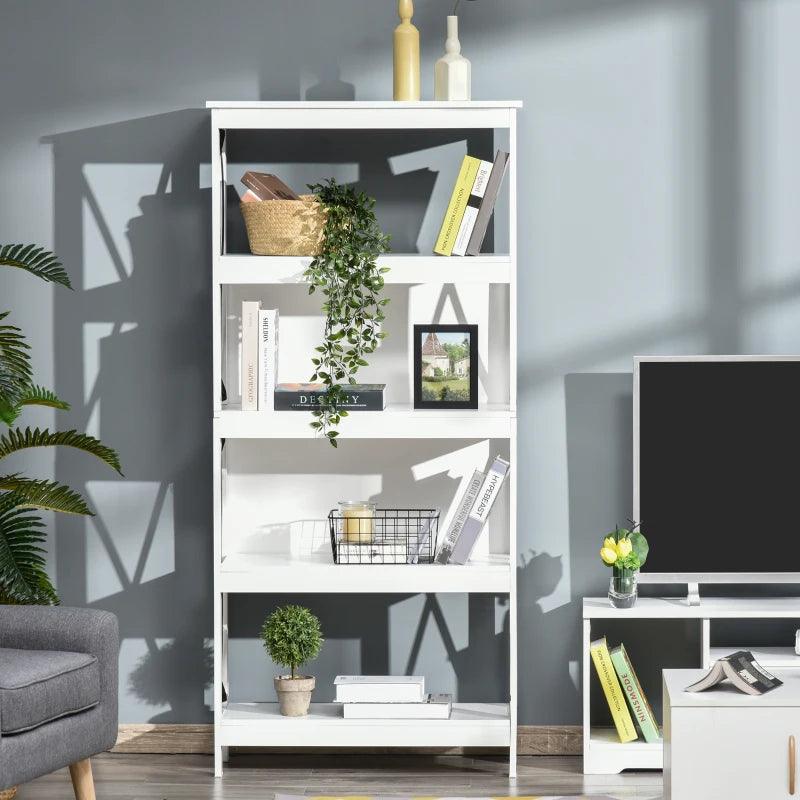 Classic Farmhouse 5-Shelf Bookshelf | White - Toronto Liquidation Warehouse