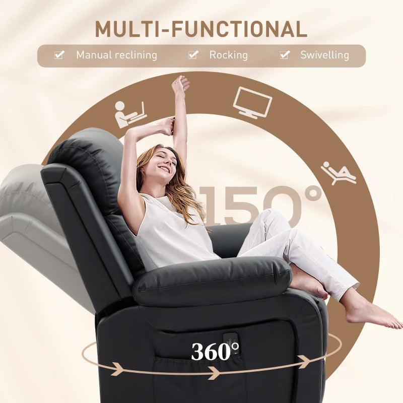 Elite Faux Leather Massage Recliner | Jet Black - Toronto Liquidation Warehouse