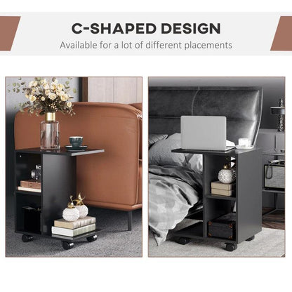 Modern Mobile C-Shaped Side Table - Black - Toronto Liquidation Warehouse