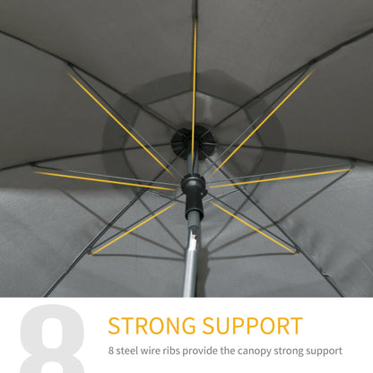 6ft Dark Grey Adjustable Outdoor Patio Umbrella and Parasol